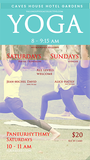 Yoga and Paneurhythmy at Caves House Hotel gardens in Yallingup